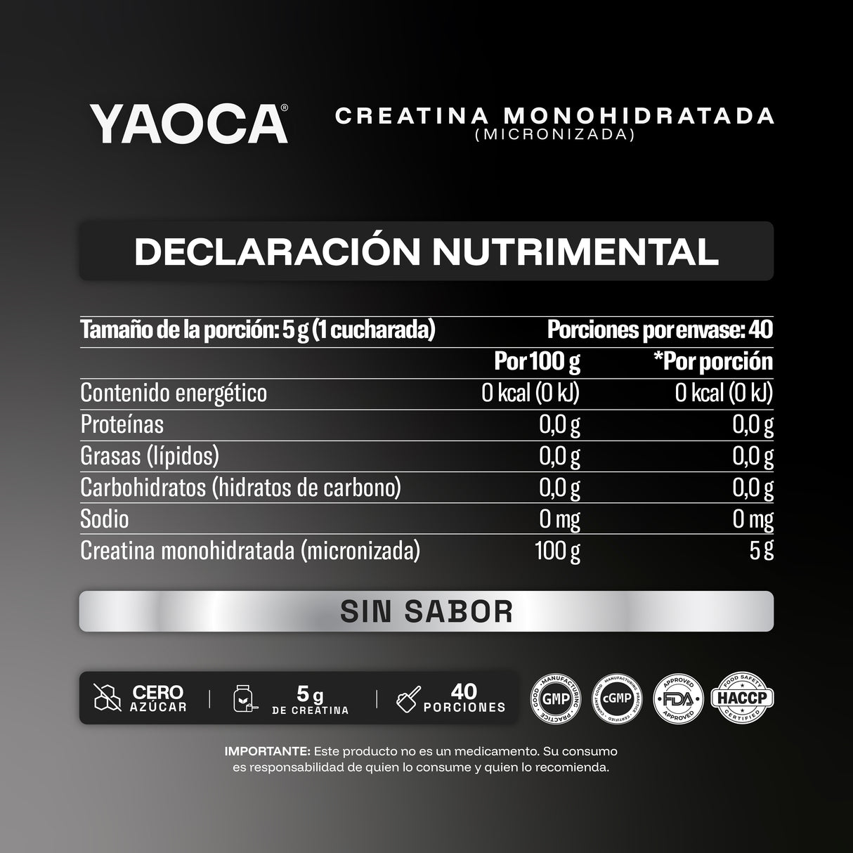 Creatina Monohidratada Yaoca 200g