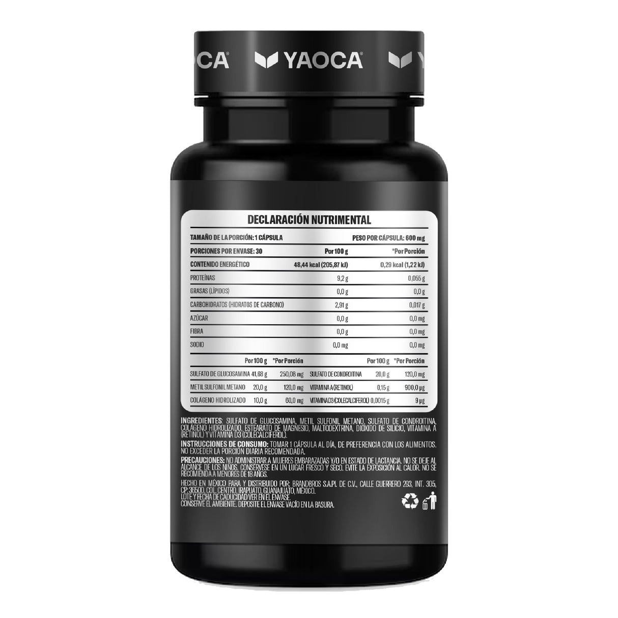 Glucosamina + Condroitina + MSM 30 Cáps , Dosis diaria, Soporte articular y movilidad con colágeno y vitaminas