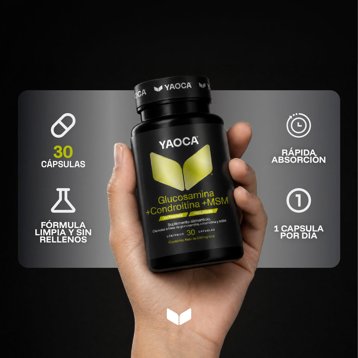 Glucosamina + Condroitina + MSM 30 Cáps , Dosis diaria, Soporte articular y movilidad con colágeno y vitaminas