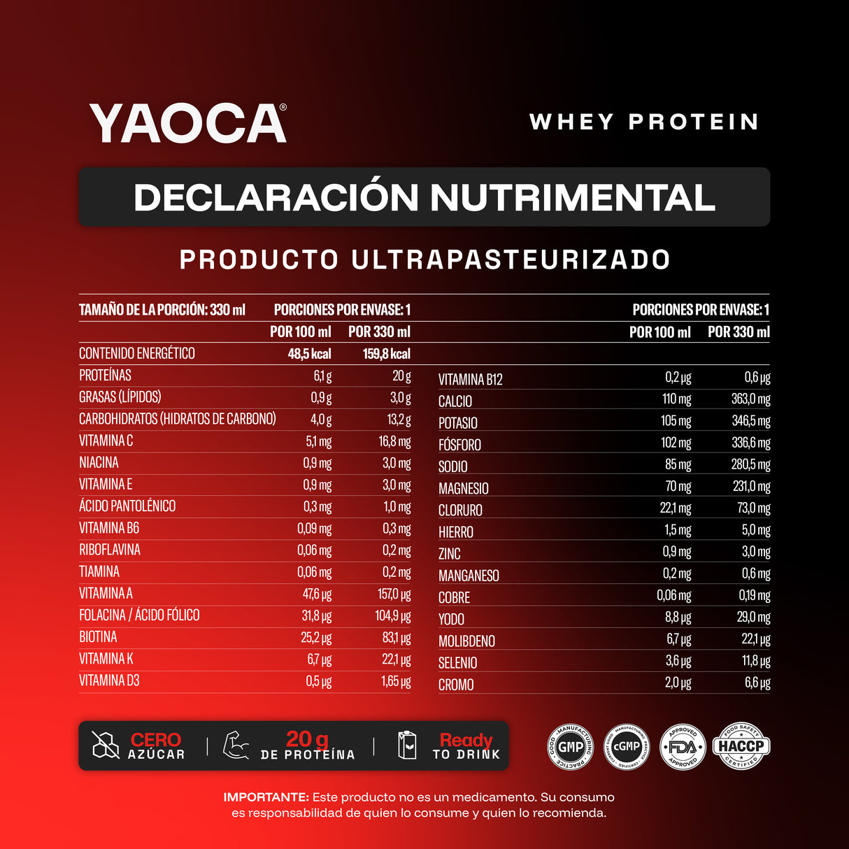 Proteína Whey Bebible Yaoca – 20g de proteína lista para tomar, práctica y deliciosa (12 pack)