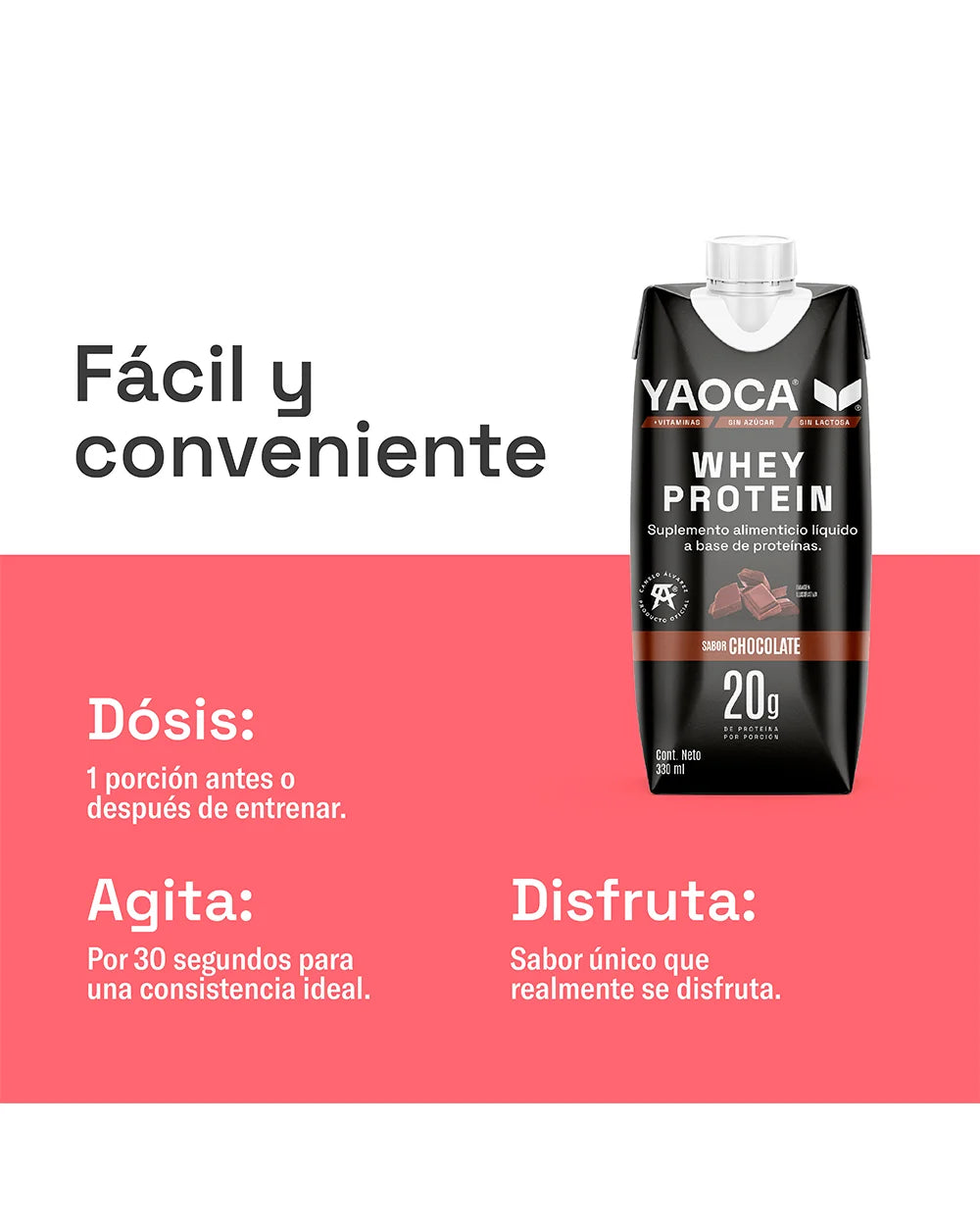 Proteína Whey Bebible Yaoca – 20g de proteína lista para tomar, práctica y deliciosa (12 pack)