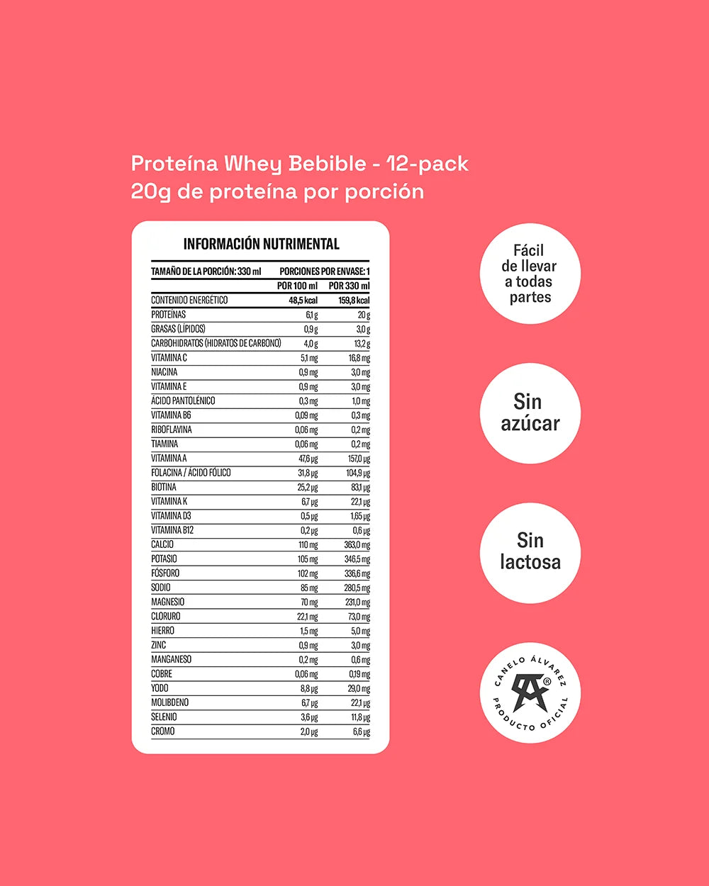 Proteína Whey Bebible Yaoca – 20g de proteína lista para tomar, práctica y deliciosa (12 pack)