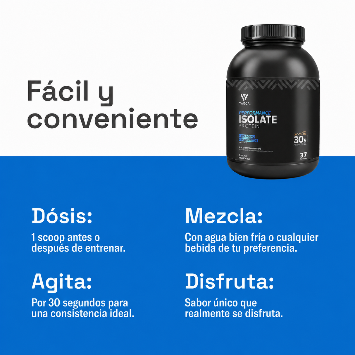 Proteína Isolate Performance , 3 lb , 30g de proteína con colágeno y probióticos + Creatina 1kg de regalo