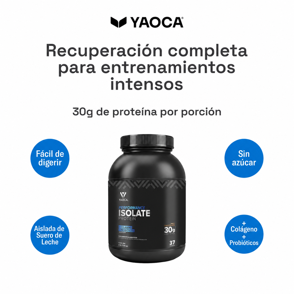 Proteína Isolate Performance , 3 lb , 30g de proteína con colágeno y probióticos + Creatina 1kg de regalo