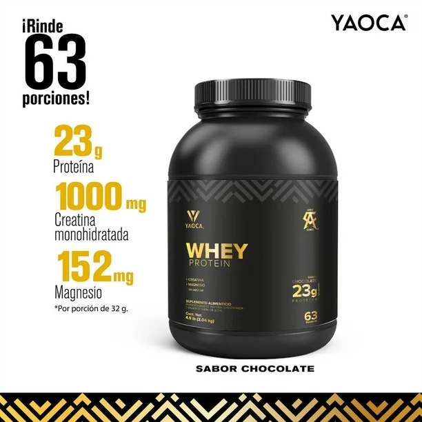 Proteína Whey 4.5Lb - Máxima pureza con Creatina y Magnesio, 23g de proteína