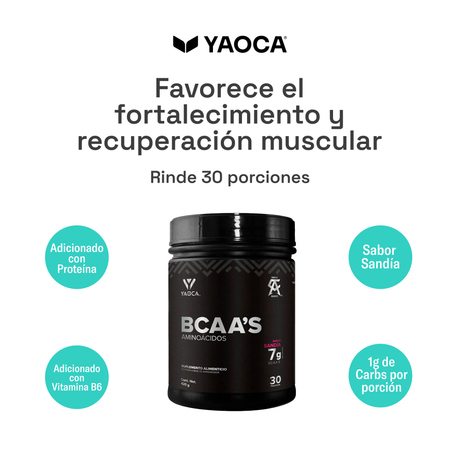 BCAA’s Yaoca – Aminoácidos que Favorecen la Recuperación y el Rendimiento (30 porciones)