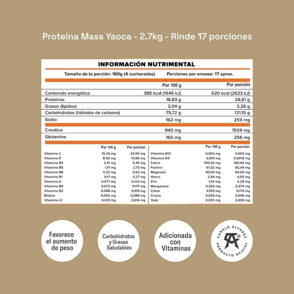 Proteína Mass – 26g de Proteína con Creatina y Vitaminas para Mayor Energía y Recuperación