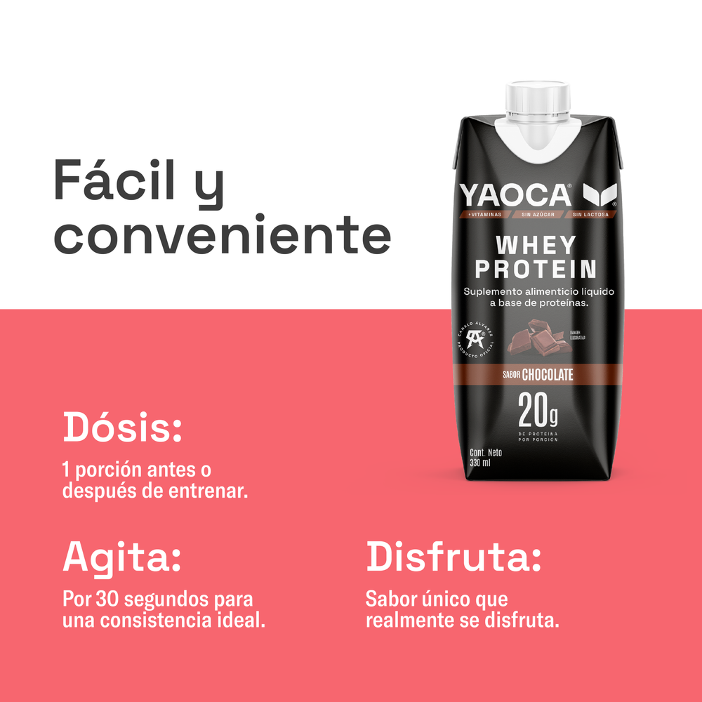Proteína Whey Bebible Yaoca – 20g de proteína lista para tomar, práctica y deliciosa (12 pack)
