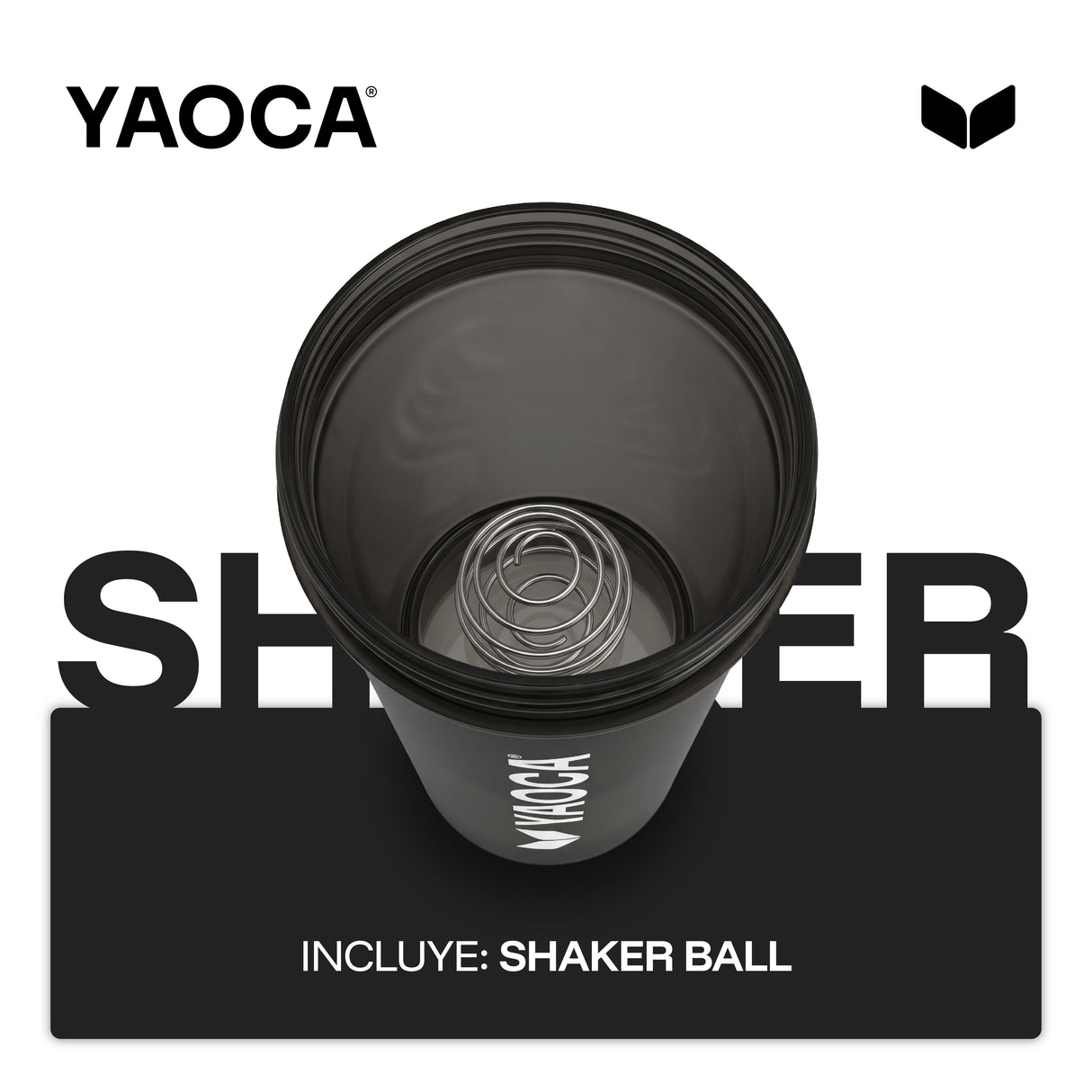 Vaso shaker Yaoca 700 ML - color Negro con esfera mezcladora