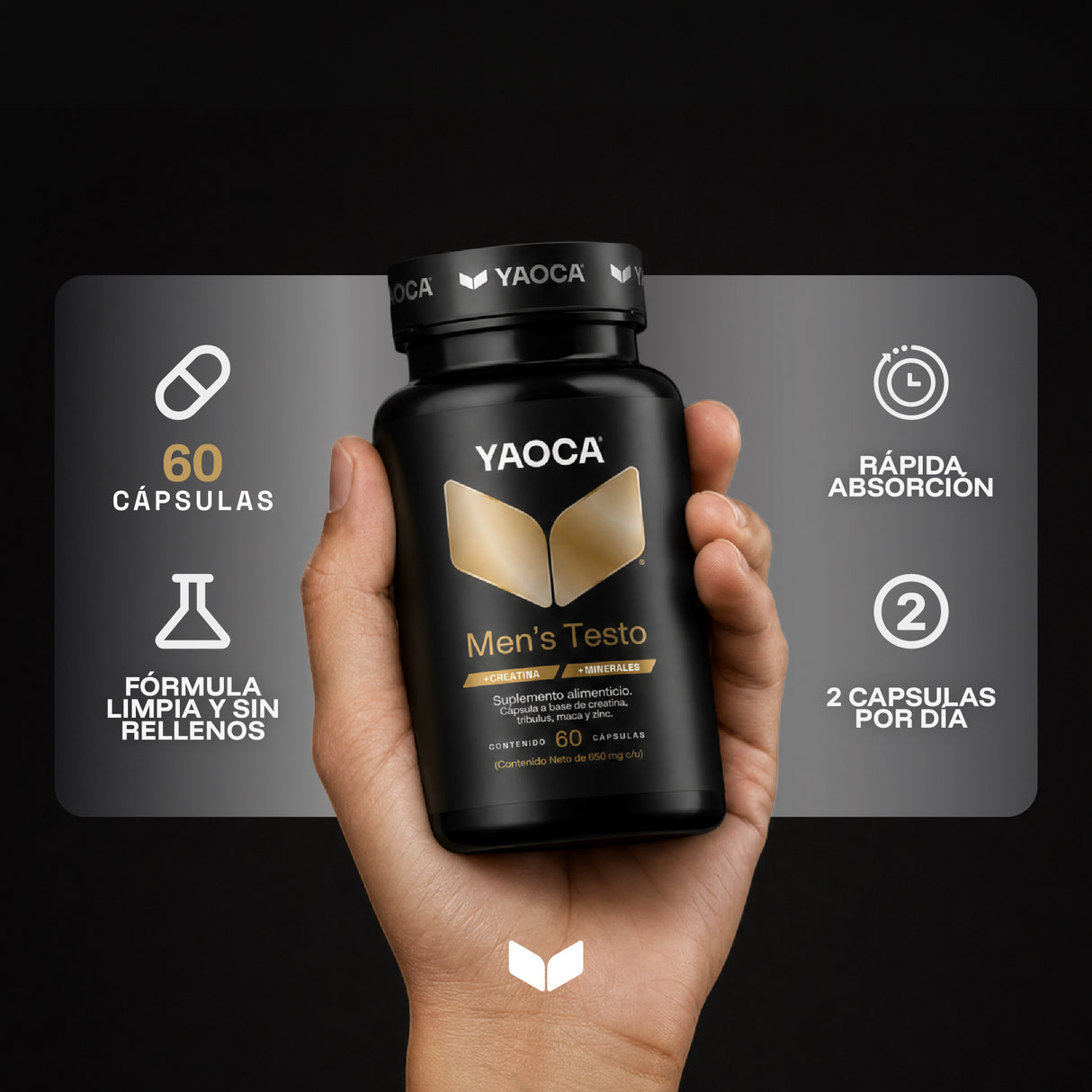 Men's Testo , 60 cáps, Fuerza y energía con creatina, tribulus y zinc