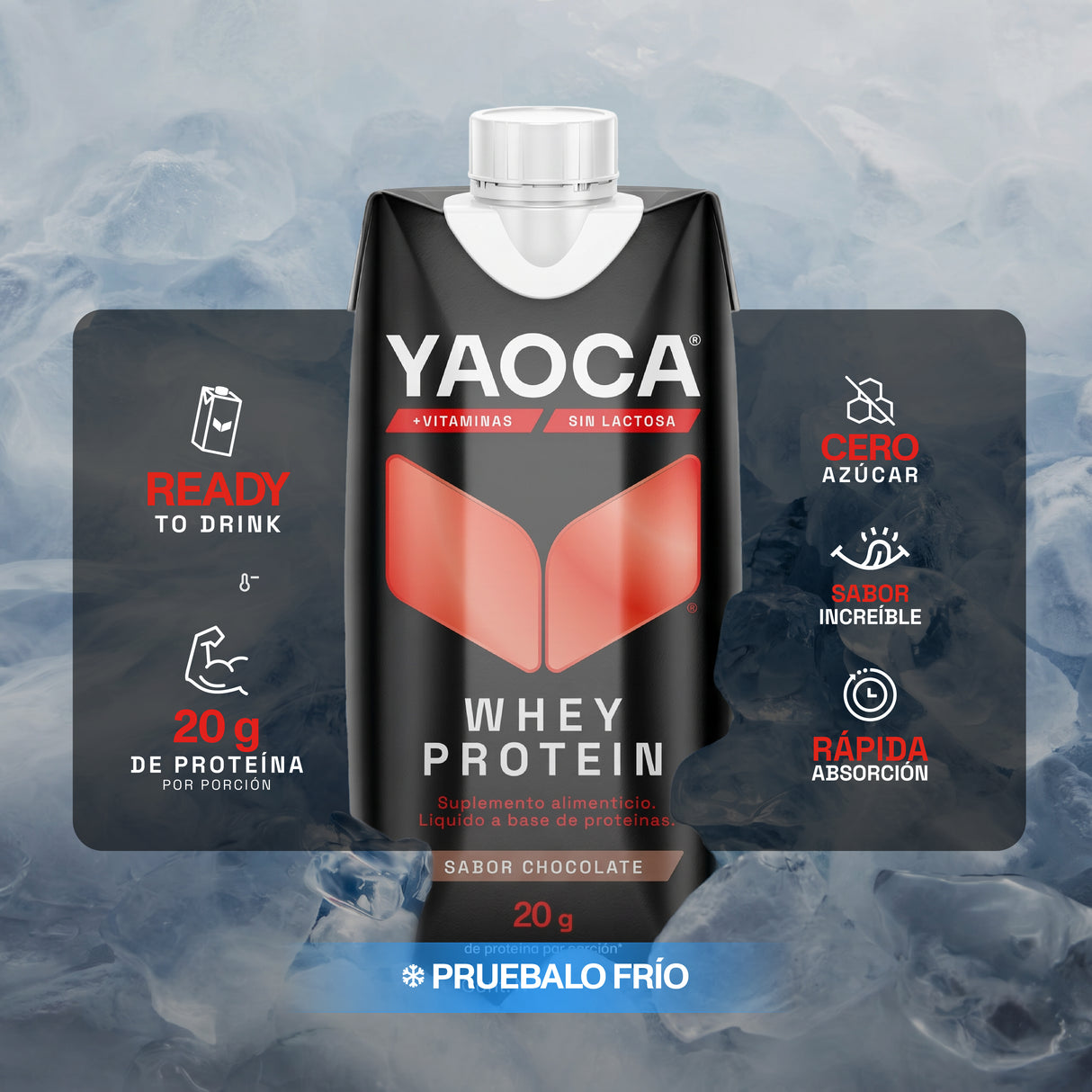 Proteína Whey Bebible Yaoca – 20g de proteína lista para tomar, práctica y deliciosa (12 pack)