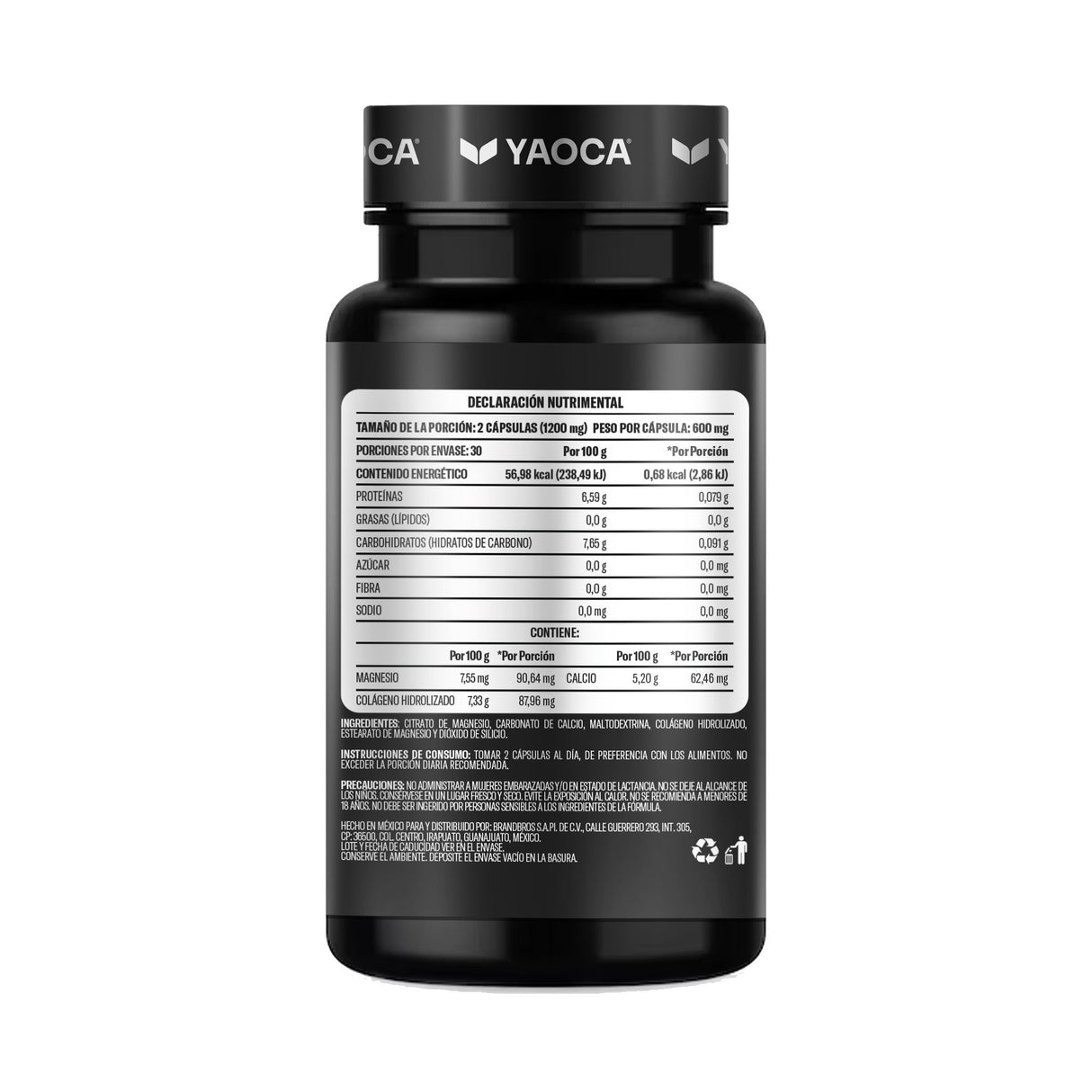 Citrato de Magnesio 600mg con Calcio y Colágeno – Apoyo diario para músculos y huesos
