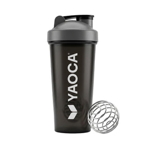 Vaso Shaker Yaoca Negro, 700ml, A prueba de fugas, libre de BPA con esfera mezcladora