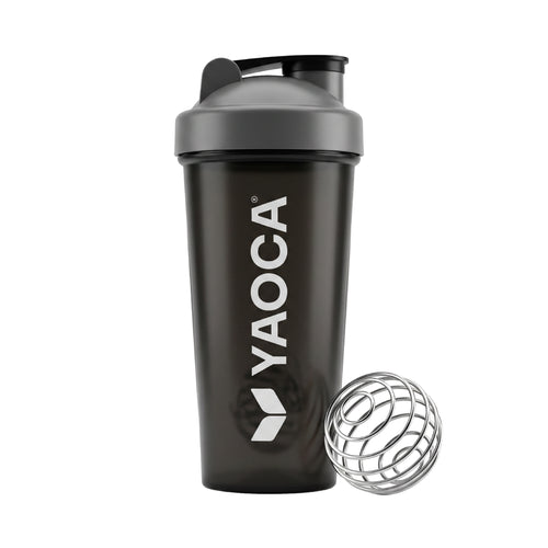 Vaso Shaker Negro, 700ml, A prueba de fugas, libre de BPA con esfera mezcladora