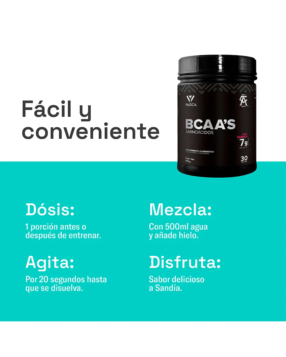BCAA’s Yaoca – Aminoácidos que Favorecen la Recuperación y el Rendimiento (30 porciones)