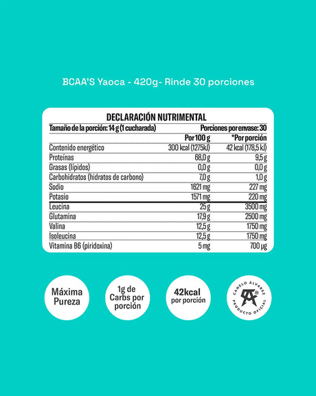 BCAA’s Yaoca – Aminoácidos que Favorecen la Recuperación y el Rendimiento (30 porciones)