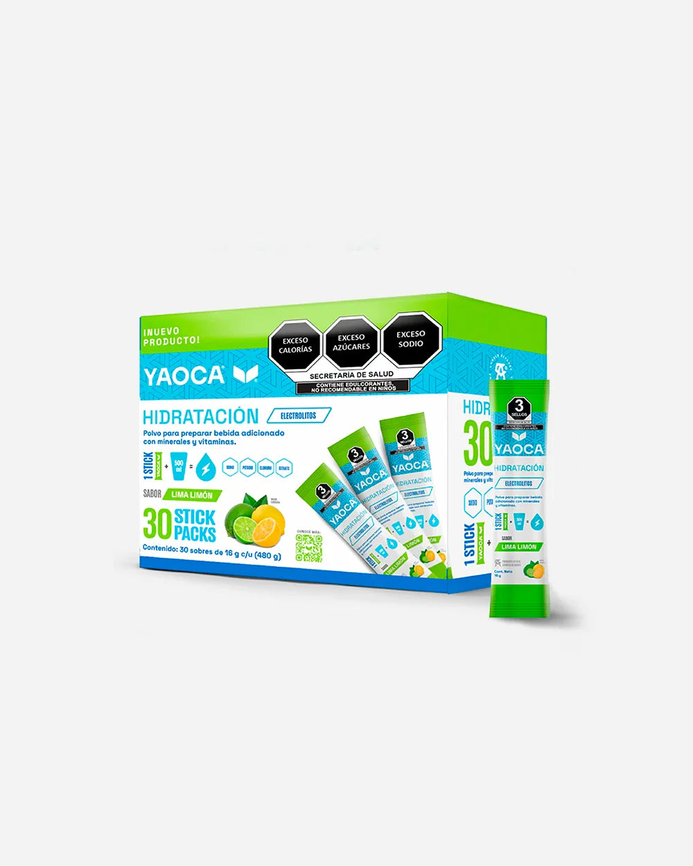 Electrolitos en Polvo Yaoca – Hidratación Instantánea con Vitaminas y Minerales (30 sobres)