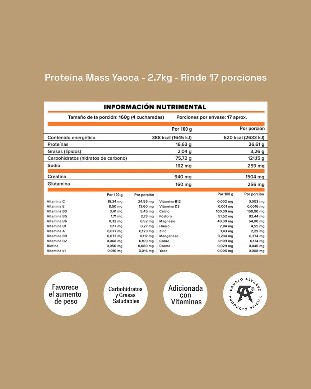 Proteína Mass – 26g de Proteína con Creatina y Vitaminas para Mayor Energía y Recuperación