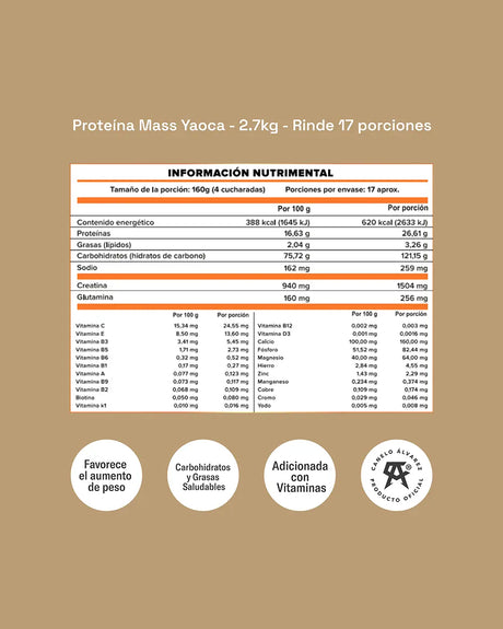 Proteína Mass – 26g de Proteína con Creatina y Vitaminas para Mayor Energía y Recuperación