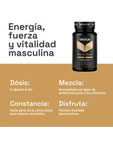 Men’s Testo Yaoca – Fuerza y energía, con creatina, tribulus y zinc (60 cápsulas)