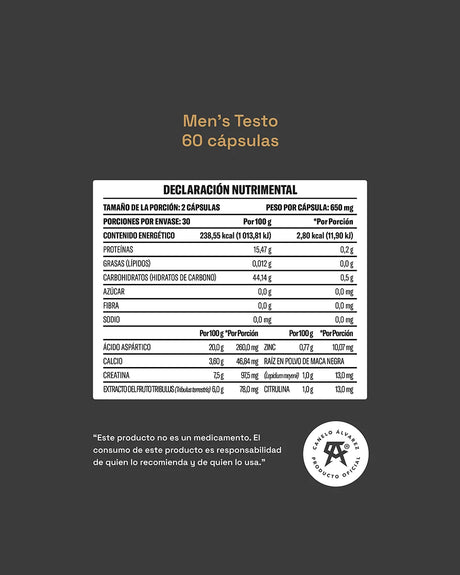 Men’s Testo Yaoca – Fuerza y energía, con creatina, tribulus y zinc (60 cápsulas)