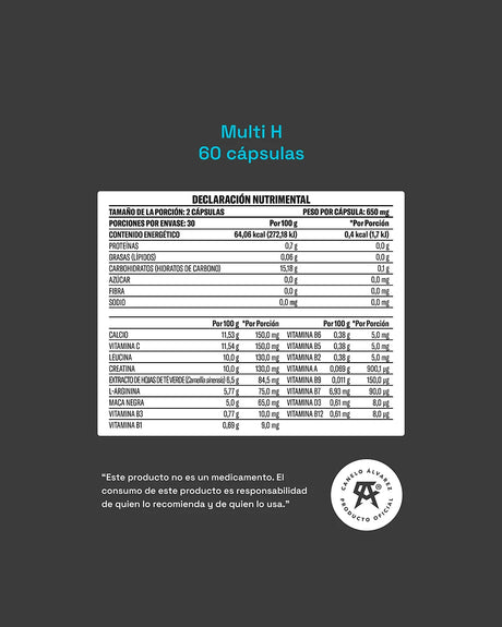 Multi H Yaoca - Energía y vitalidad diaria, apoyo óseo con calcio y aminoácidos