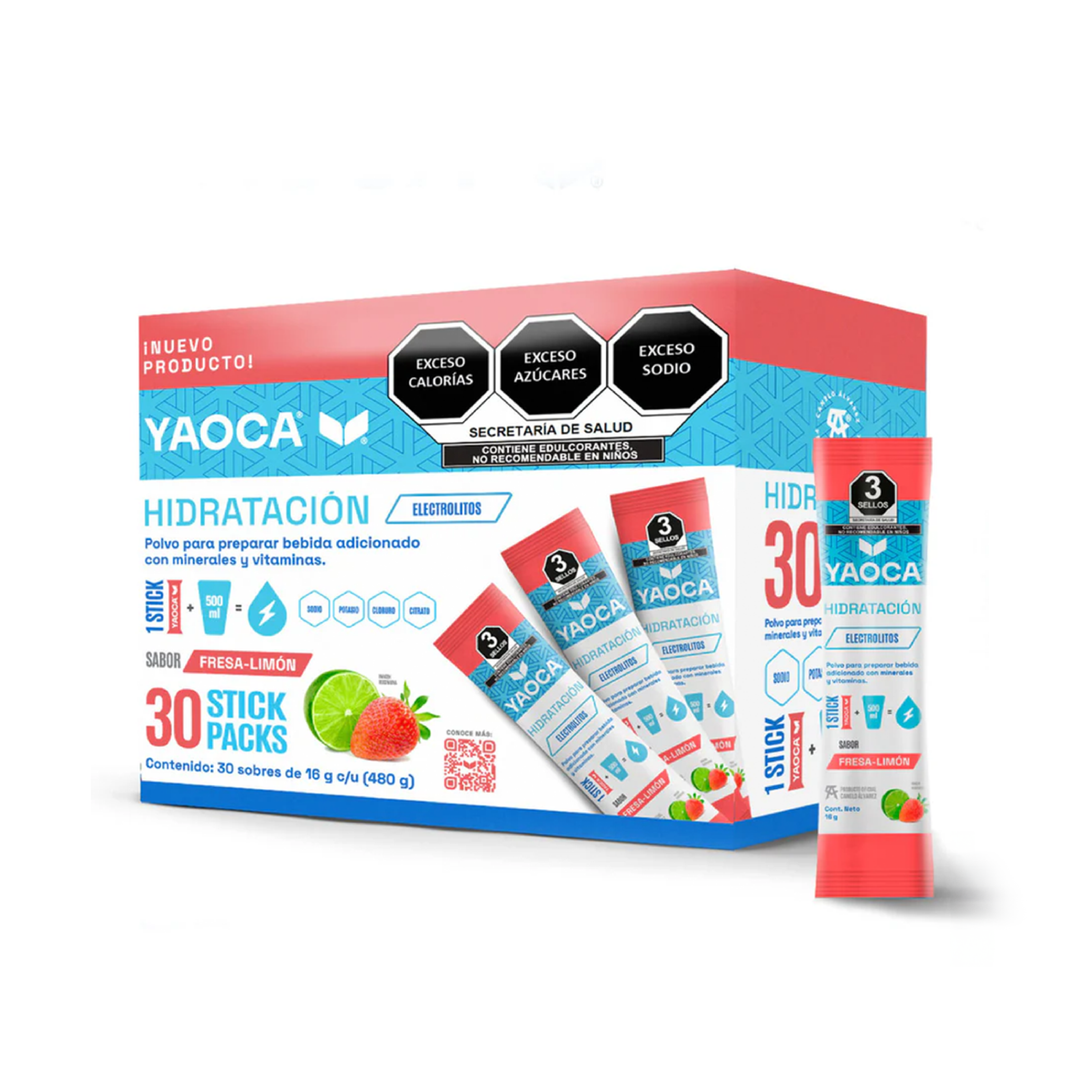 Electrolitos en Polvo Yaoca – Hidratación Instantánea con Vitaminas y Minerales (30 sobres)