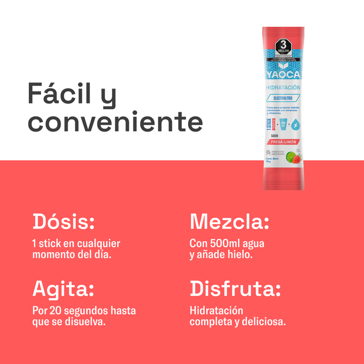 Electrolitos en Polvo Yaoca – Hidratación Instantánea con Vitaminas y Minerales (30 sobres)