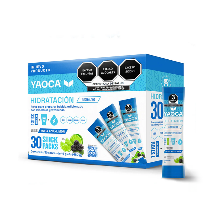 Electrolitos en Polvo Yaoca – Hidratación Instantánea con Vitaminas y Minerales (30 sobres)
