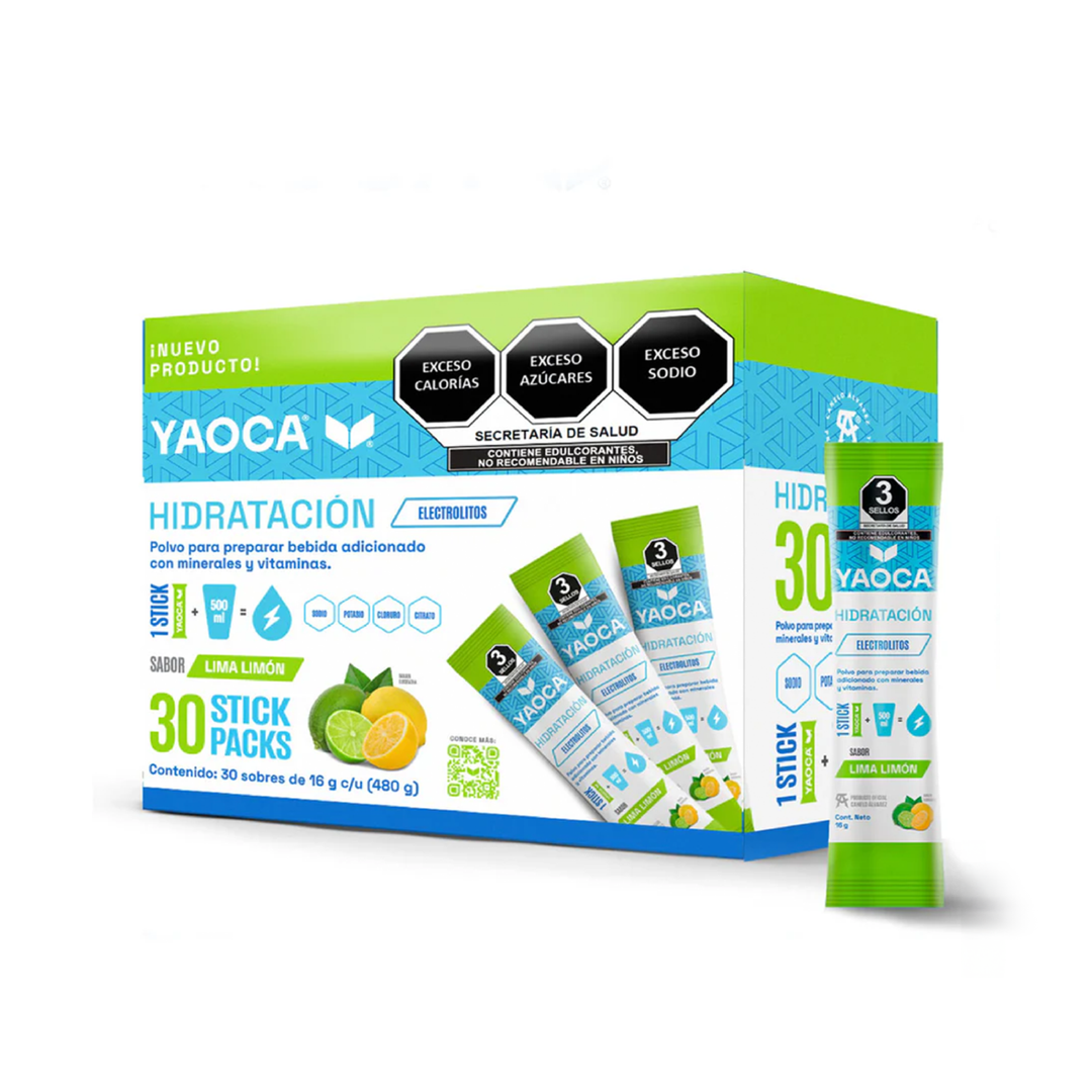 Electrolitos en Polvo Yaoca – Hidratación Instantánea con Vitaminas y Minerales (30 sobres)