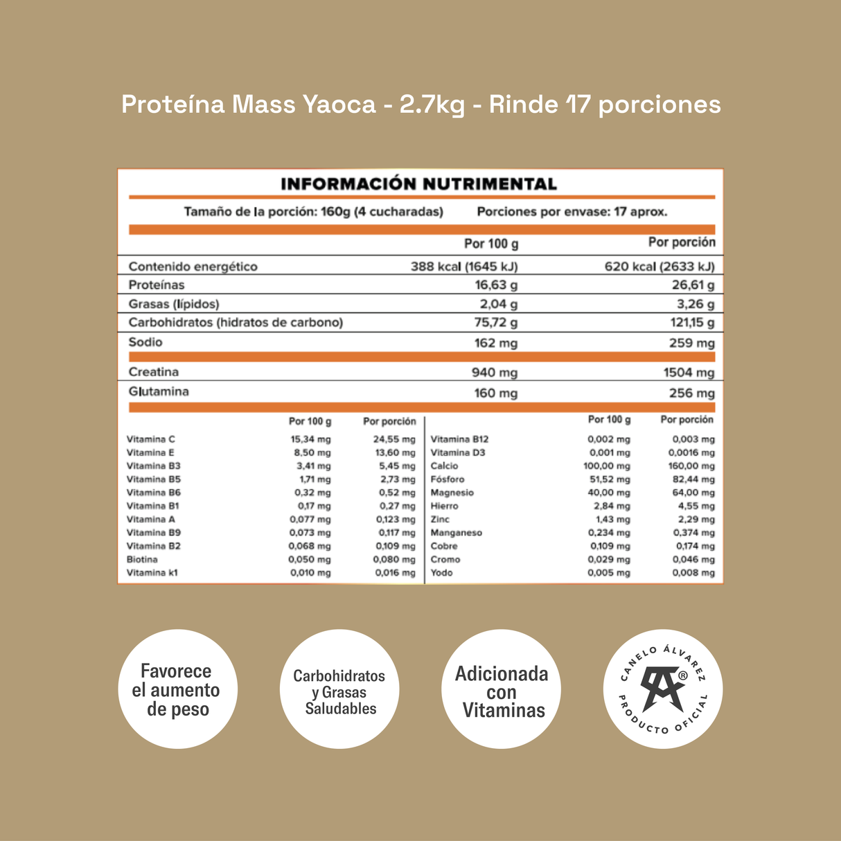 Proteína Mass – 26g de Proteína con Creatina y Vitaminas para Mayor Energía y Recuperación