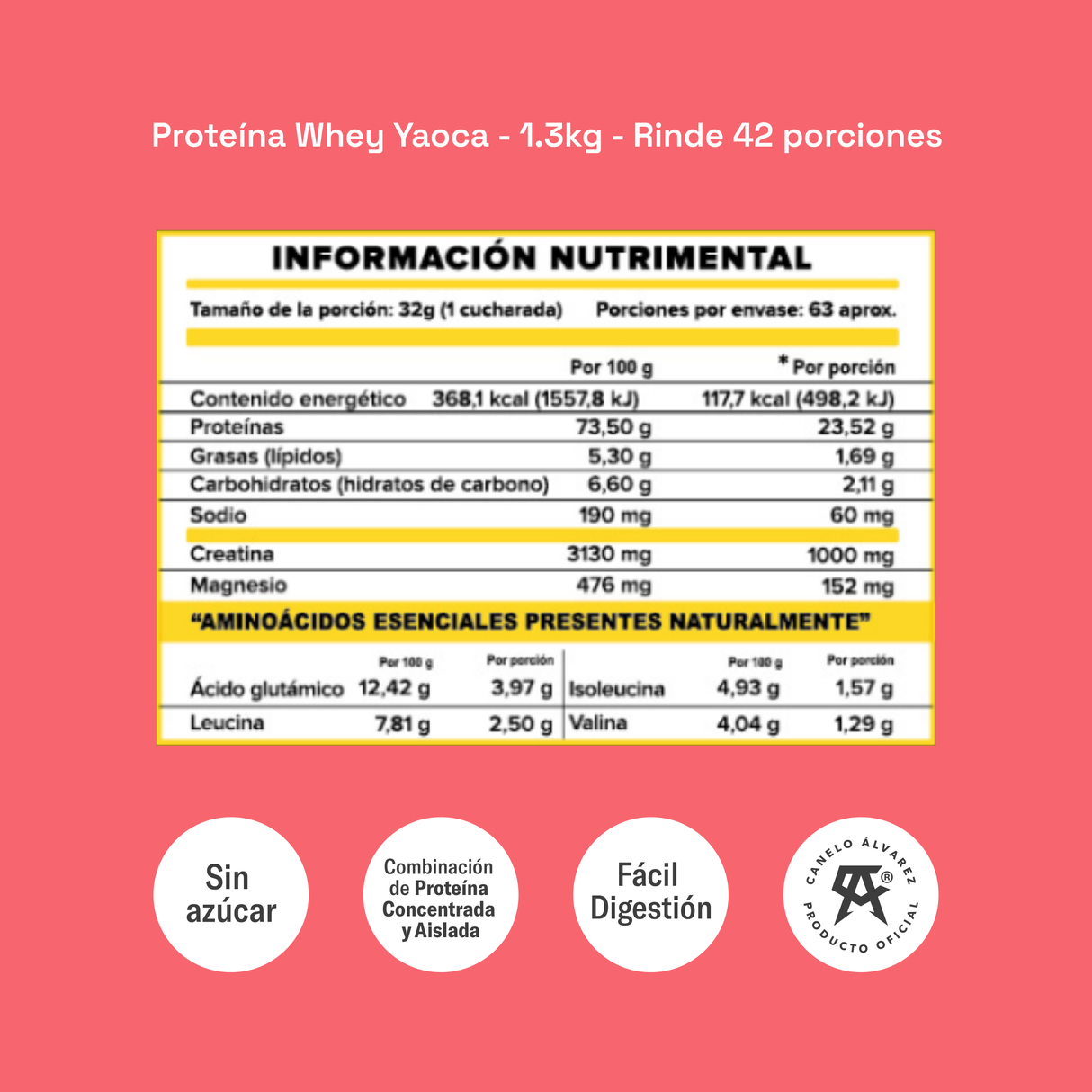 Proteína Whey - Fórmula exclusiva ligera con Creatina y Magnesio, 23g de proteína