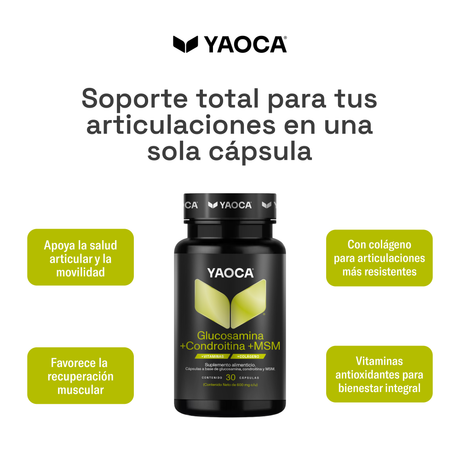Glucosamina + Condroitina + MSM Yaoca - Soporte articular y movilidad, con colágeno y vitaminas